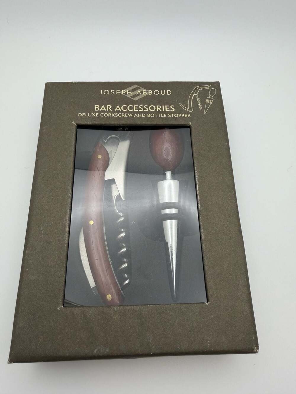 Joseph Abboud Deluxe Corkscrew and Bottle Stopper Bar Accessories Set